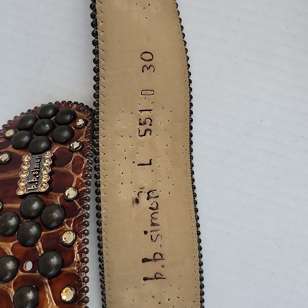 B.B. SIMON SWAROVSKI CRYSTALS AND ITALIAN LEATHER BELT - Picture 7 of 14